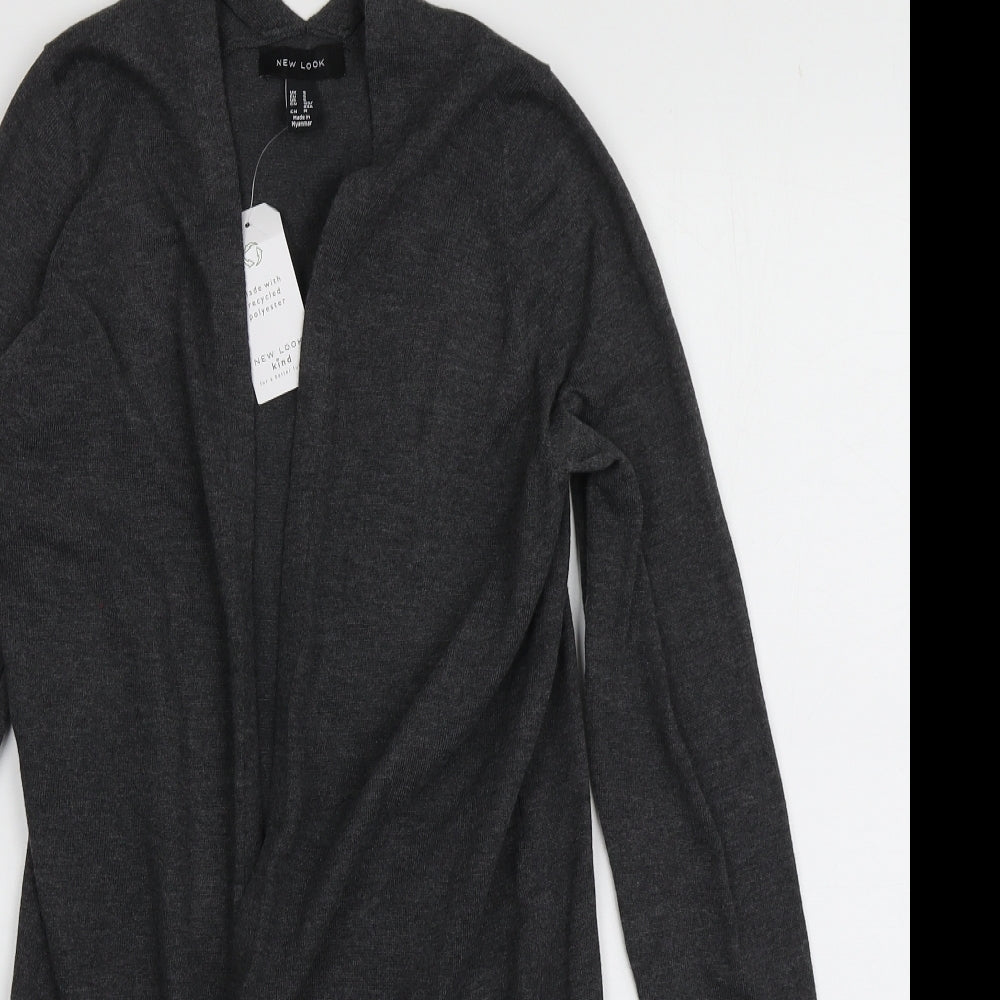 New Look Womens Grey V-Neck  Polyester Cardigan Jumper Size S