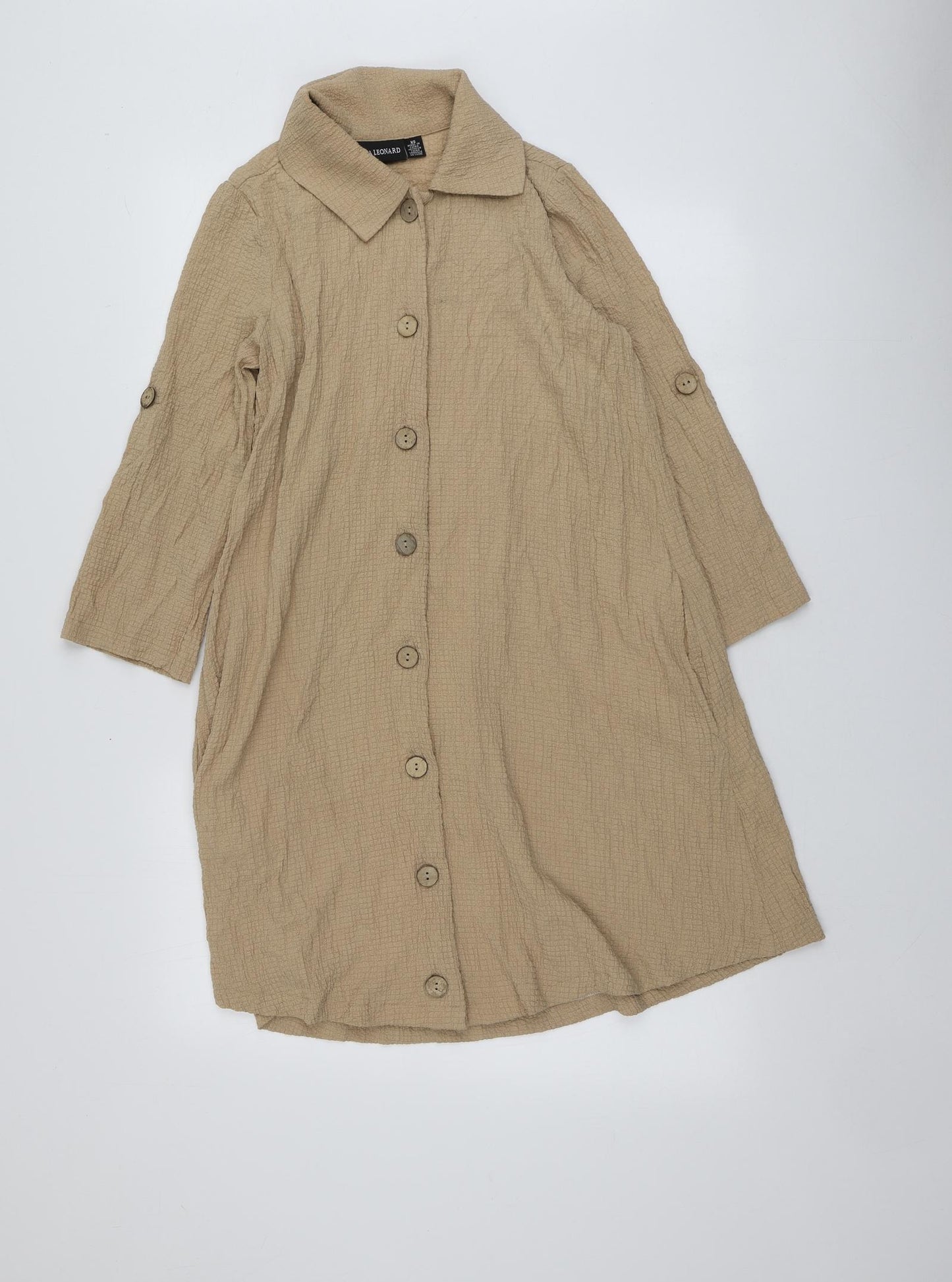 Nina Leonard Womens Beige  Polyester Shirt Dress  Size XS  Collared