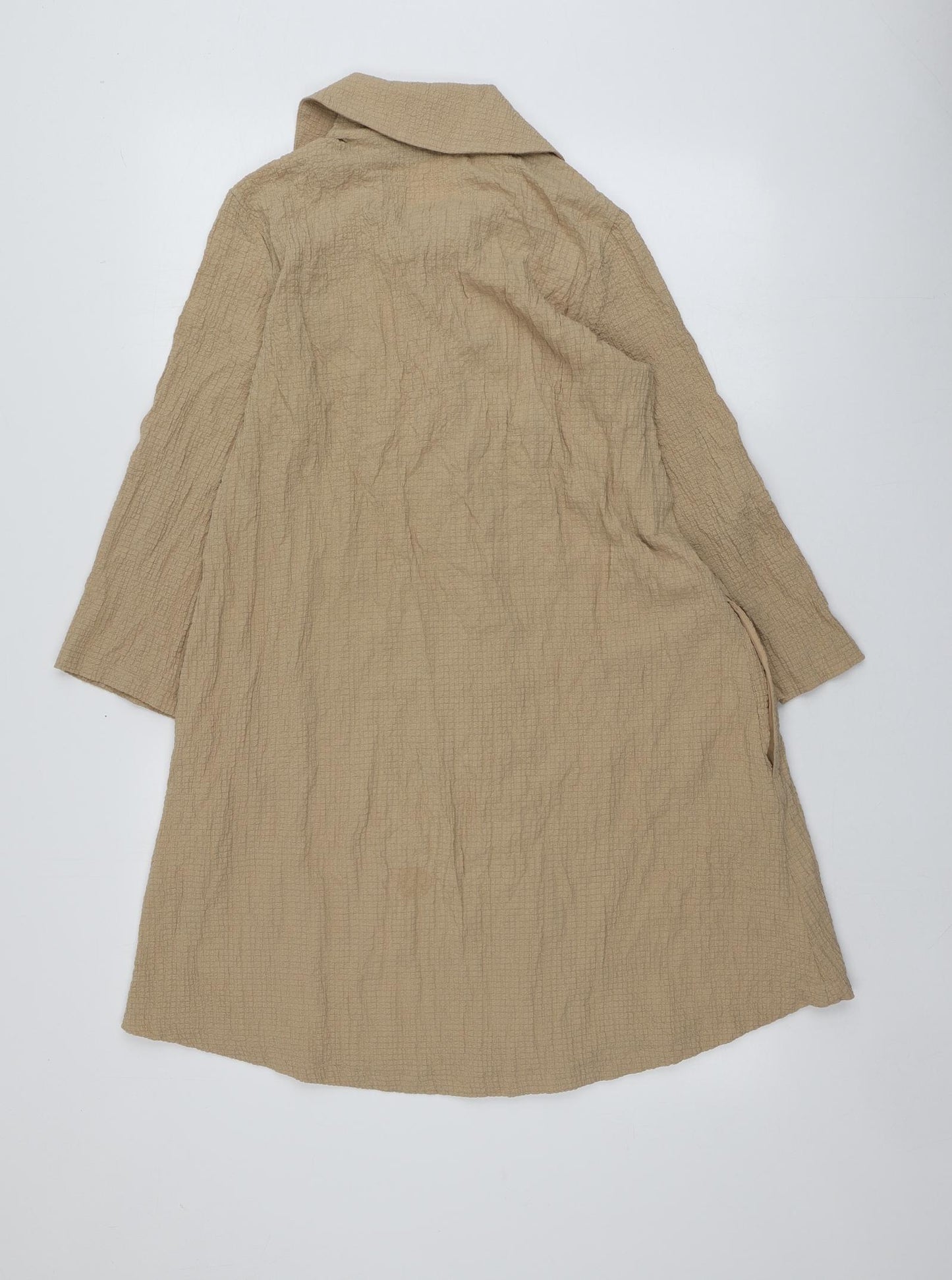 Nina Leonard Womens Beige  Polyester Shirt Dress  Size XS  Collared