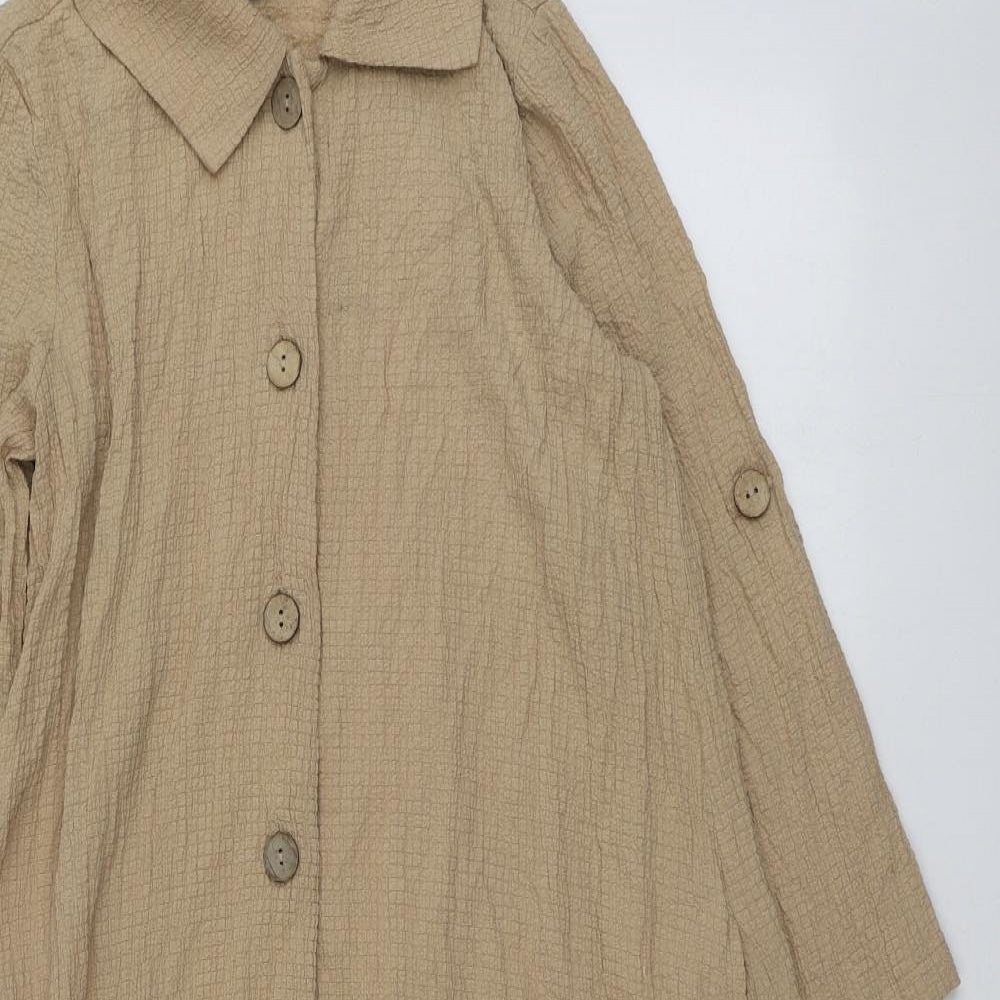 Nina Leonard Womens Beige  Polyester Shirt Dress  Size XS  Collared