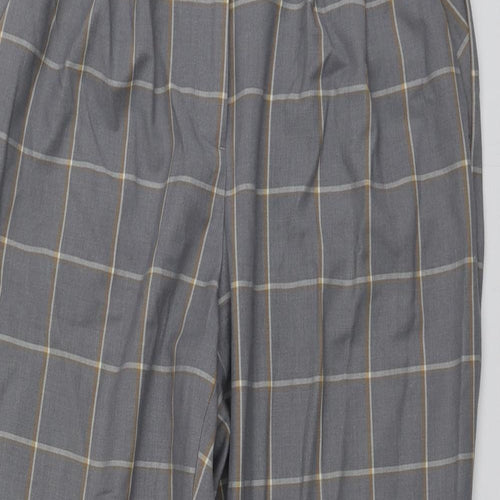 Topshop Womens Grey Plaid Polyester Chino Trousers Size 10 L23 in Regular