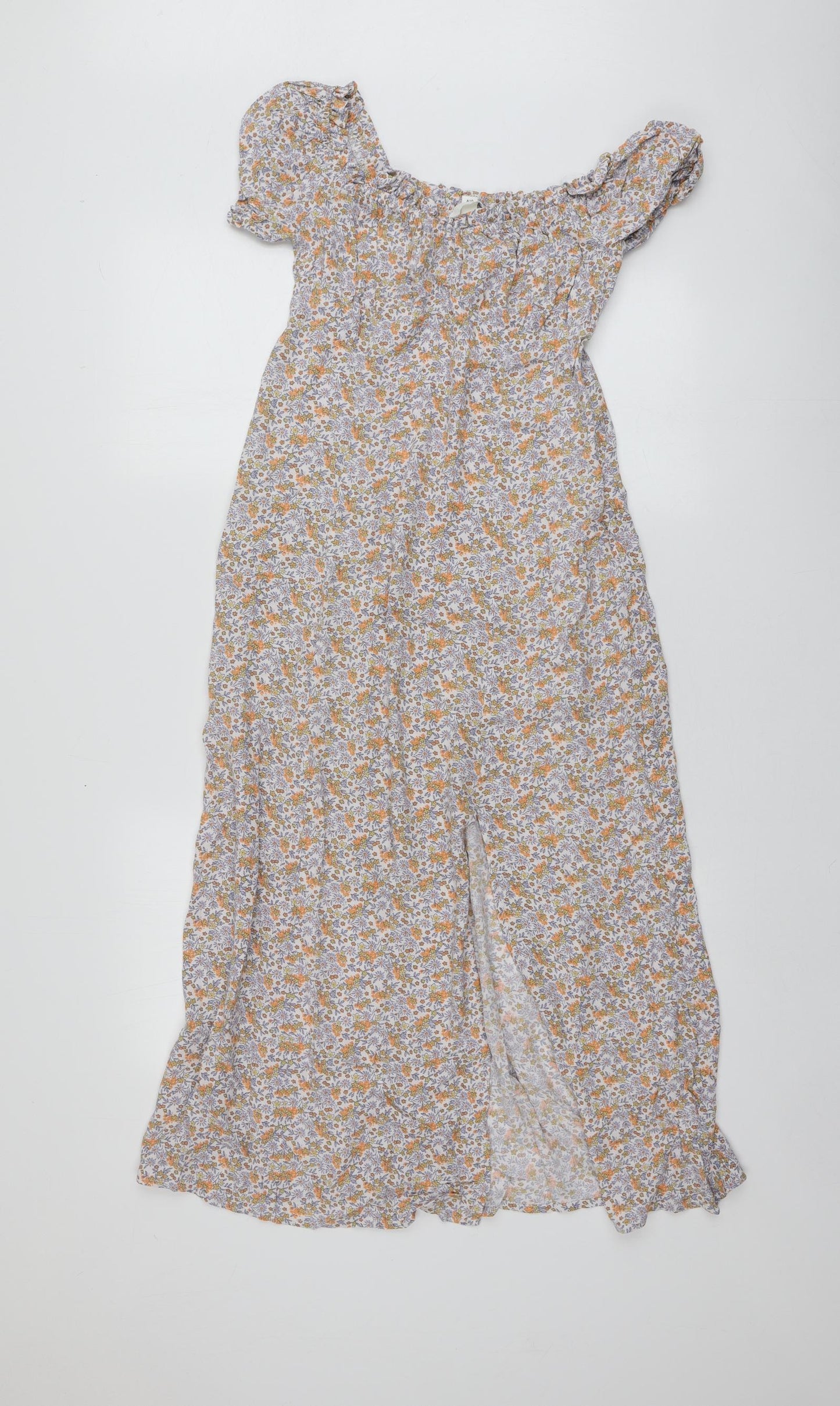 H&M Womens Multicoloured Floral Viscose A-Line  Size 36  Round Neck