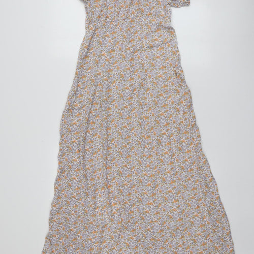 H&M Womens Multicoloured Floral Viscose A-Line  Size 36  Round Neck