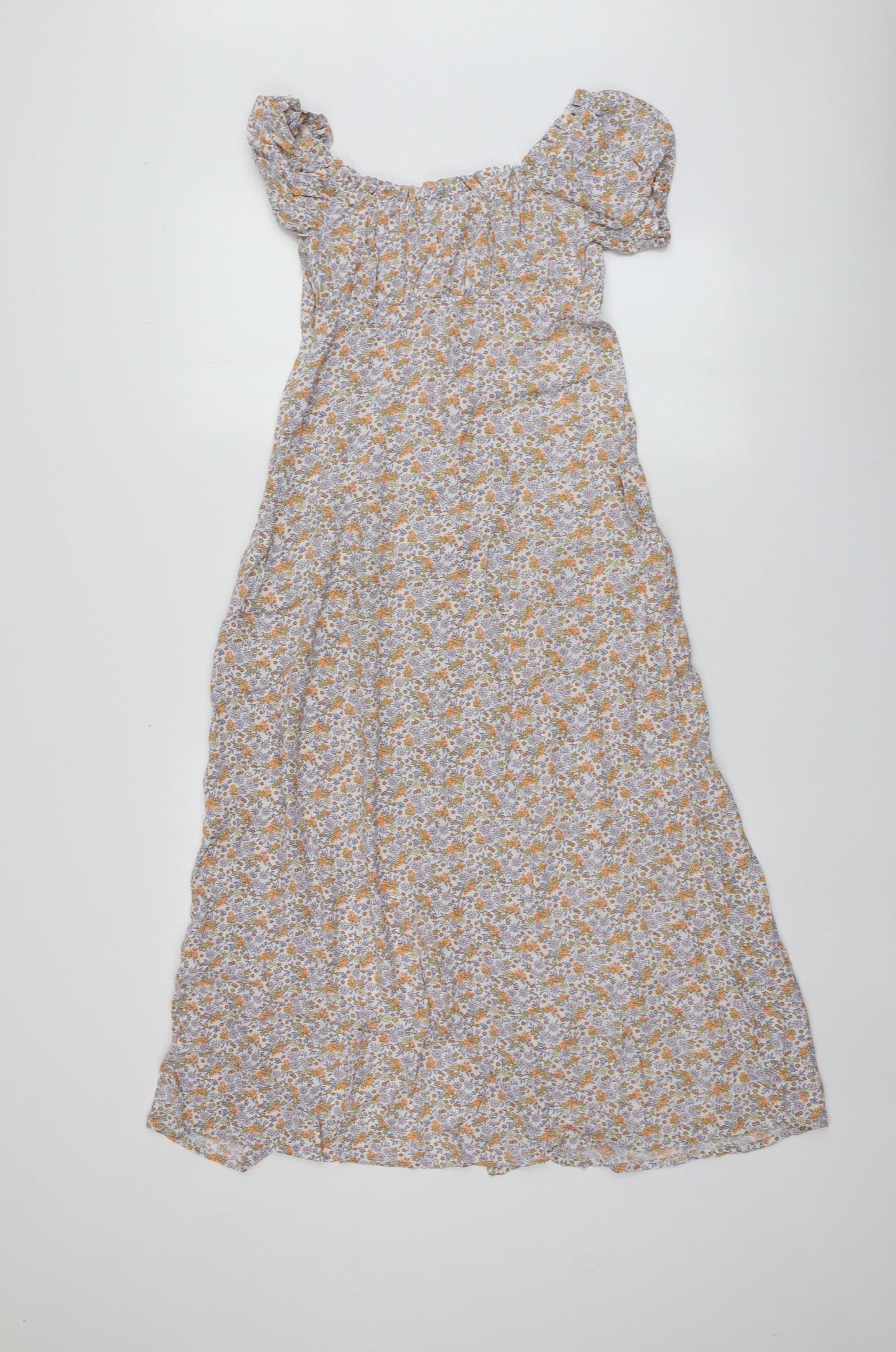 H&M Womens Multicoloured Floral Viscose A-Line  Size 36  Round Neck