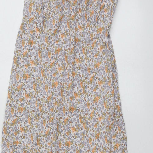 H&M Womens Multicoloured Floral Viscose A-Line  Size 36  Round Neck