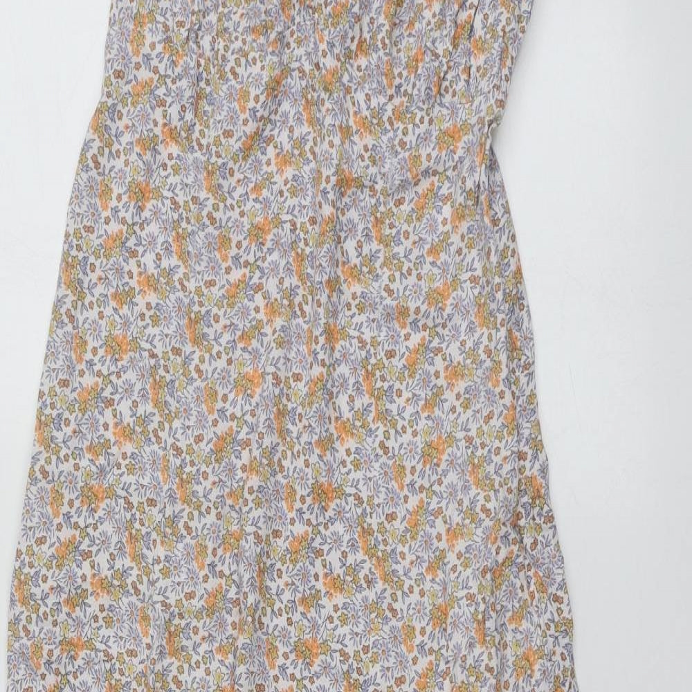 H&M Womens Multicoloured Floral Viscose A-Line  Size 36  Round Neck