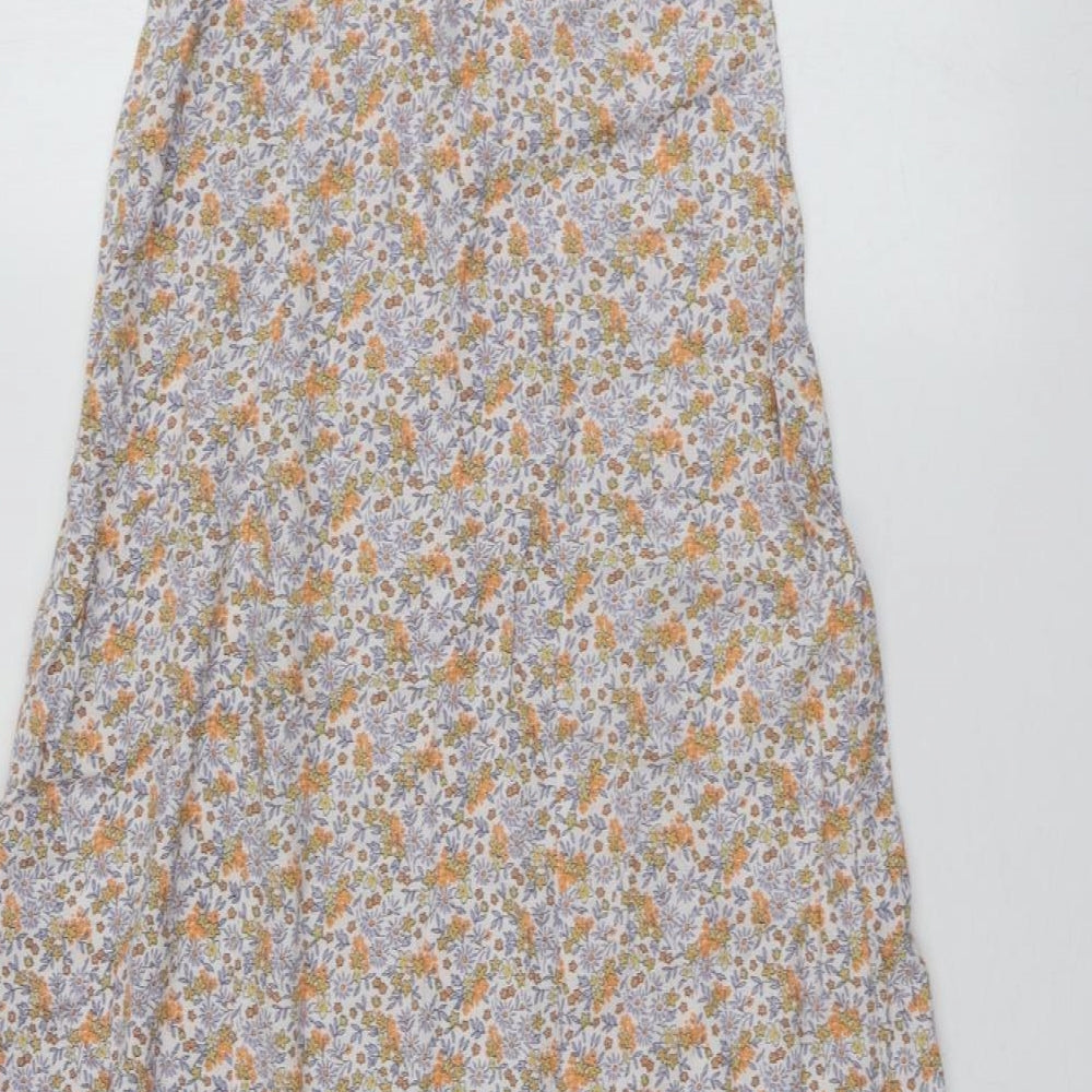H&M Womens Multicoloured Floral Viscose A-Line  Size 36  Round Neck