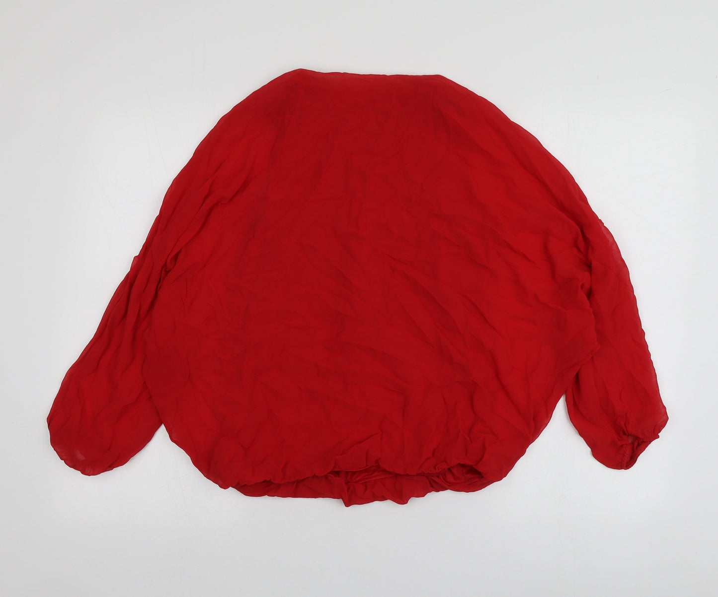 Roman Womens Red  Polyester Basic Blouse Size 14 Collared