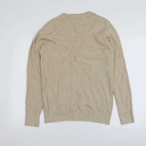 Jack Jones Mens Beige Round Neck  Cotton Pullover Jumper Size L