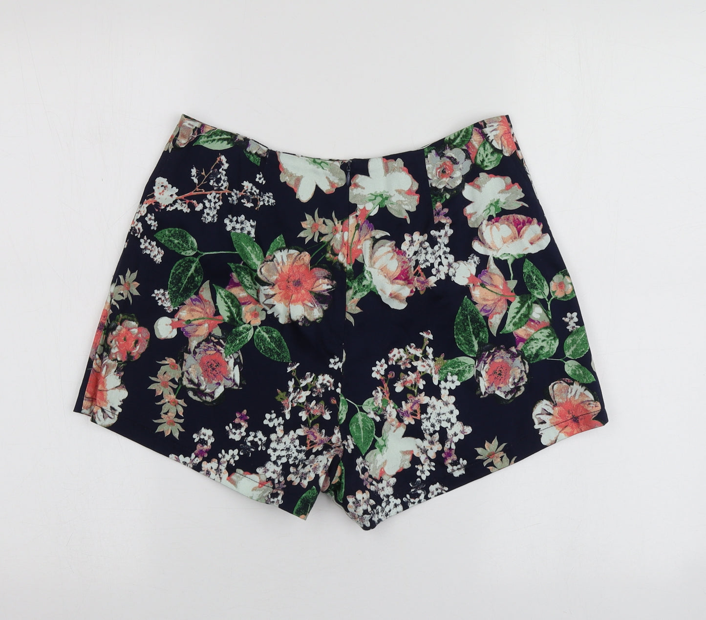 Exhibit Womens Blue Floral Polyester Chino Shorts Size 10  Regular