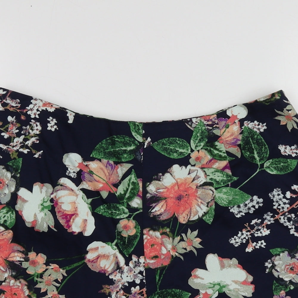 Exhibit Womens Blue Floral Polyester Chino Shorts Size 10  Regular