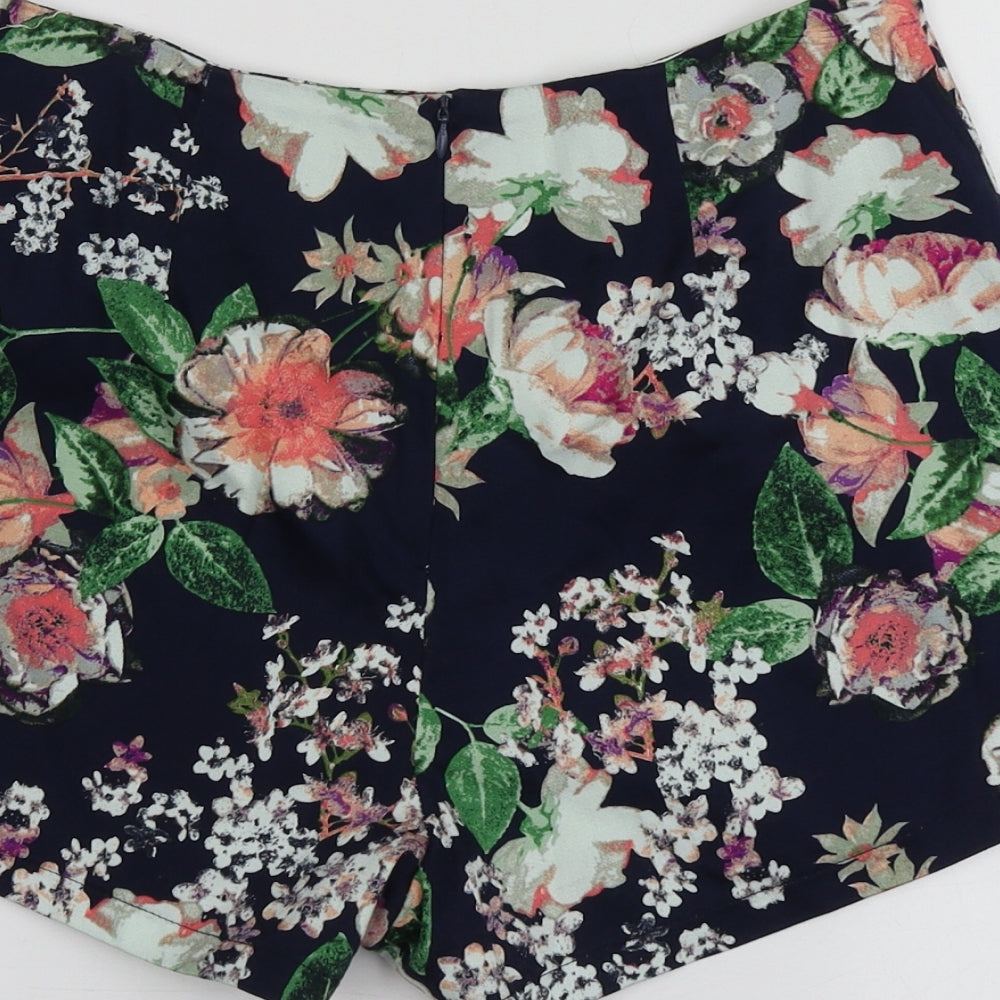 Exhibit Womens Blue Floral Polyester Chino Shorts Size 10  Regular