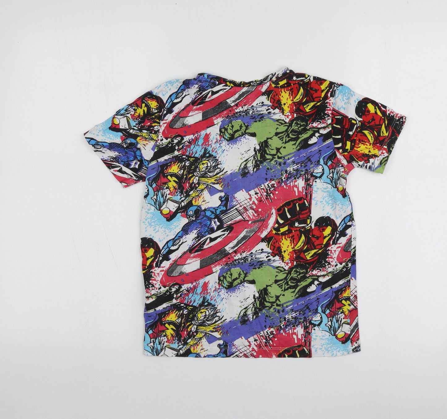 Marvel Boys Multicoloured Geometric 100% Cashmere Basic T-Shirt Size 7 Years Round Neck