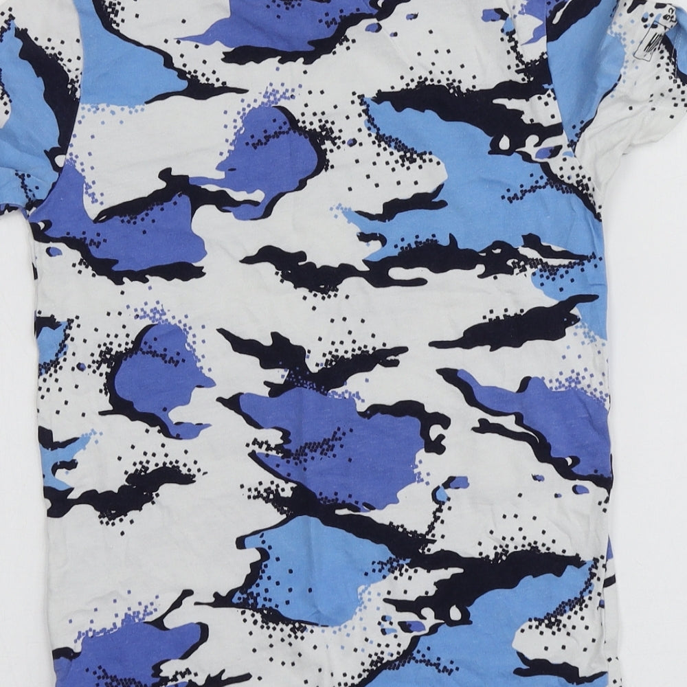 NEXT Boys Blue Geometric 100% Cotton Basic T-Shirt Size 6 Years Round Neck
