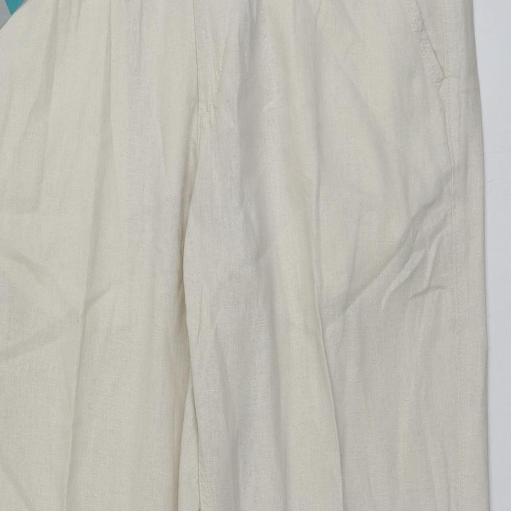 M&S Mens Ivory  Flax Trousers  Size 34 L30 in Regular