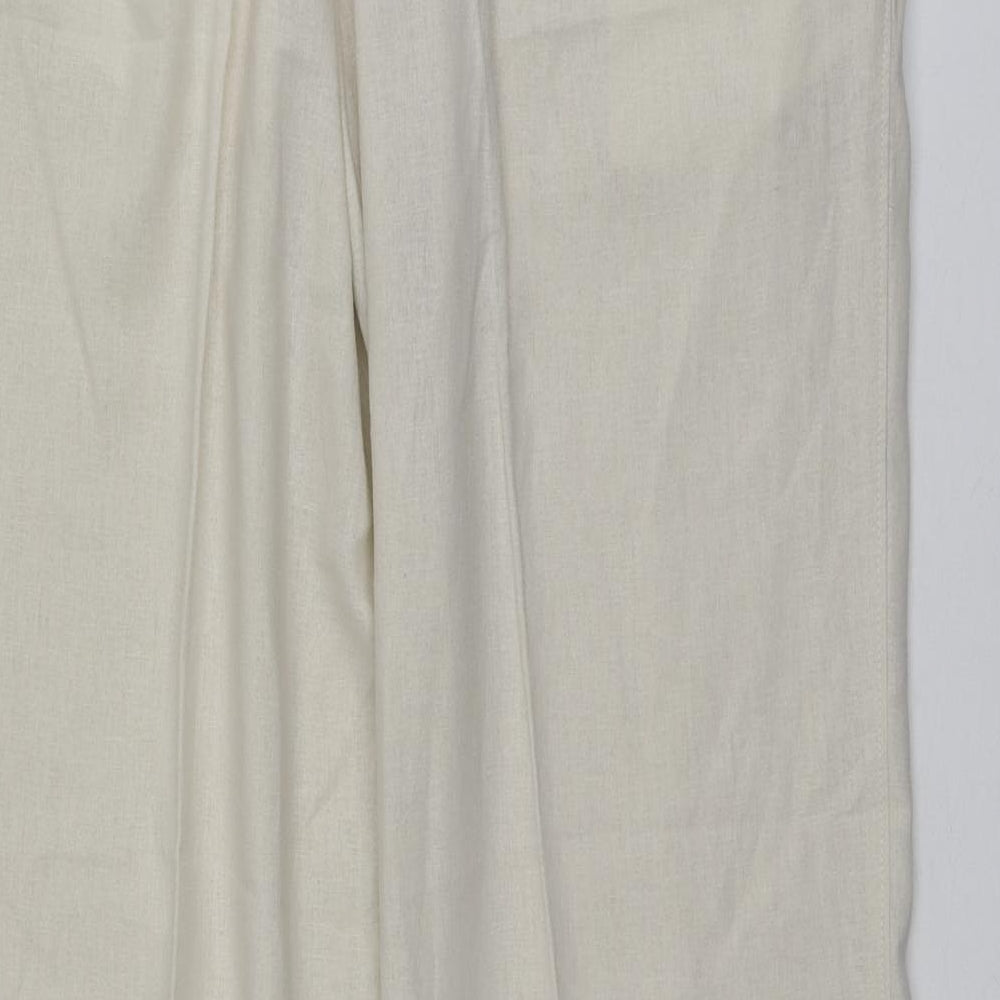 M&S Mens Ivory  Flax Trousers  Size 34 L30 in Regular