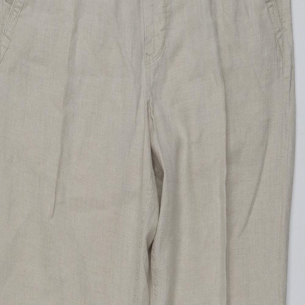 M&S Mens Beige  Flax Trousers  Size 34 L32 in Regular