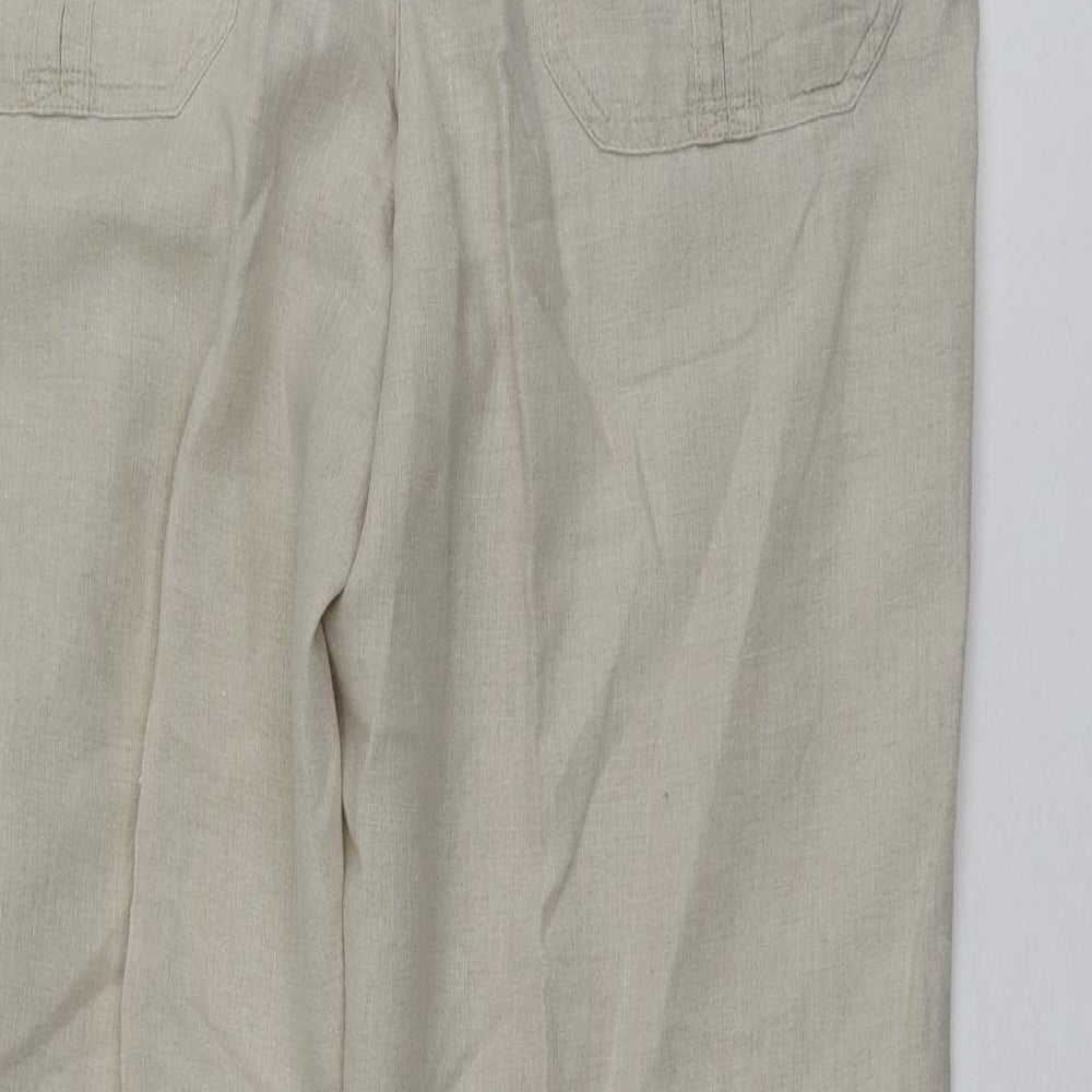 M&S Mens Beige  Flax Trousers  Size 34 L32 in Regular