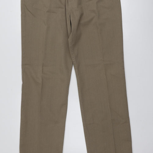 M&S Mens Brown  Cotton Trousers  Size 36 L32 in Regular