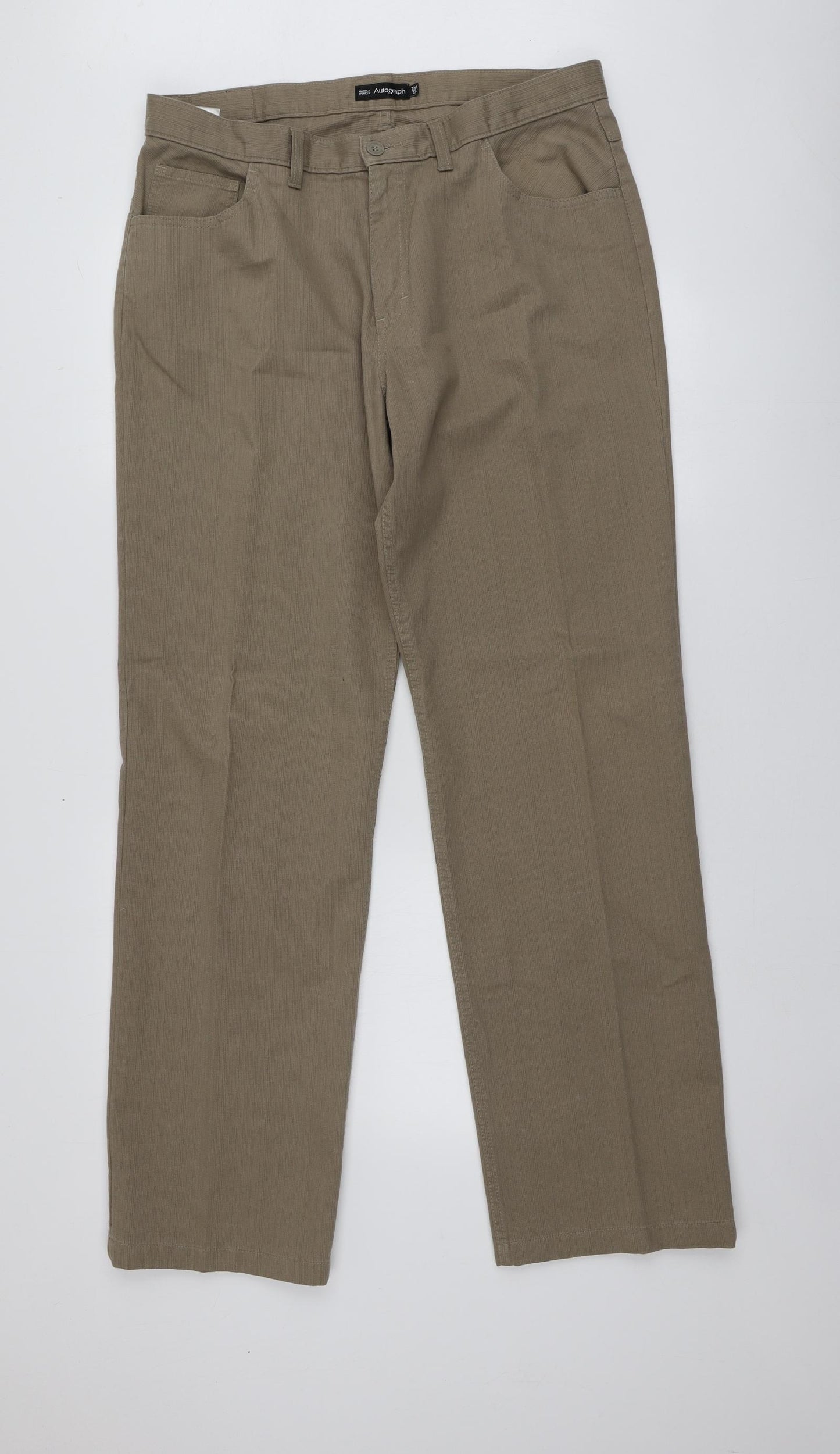 M&S Mens Brown  Cotton Trousers  Size 36 L32 in Regular