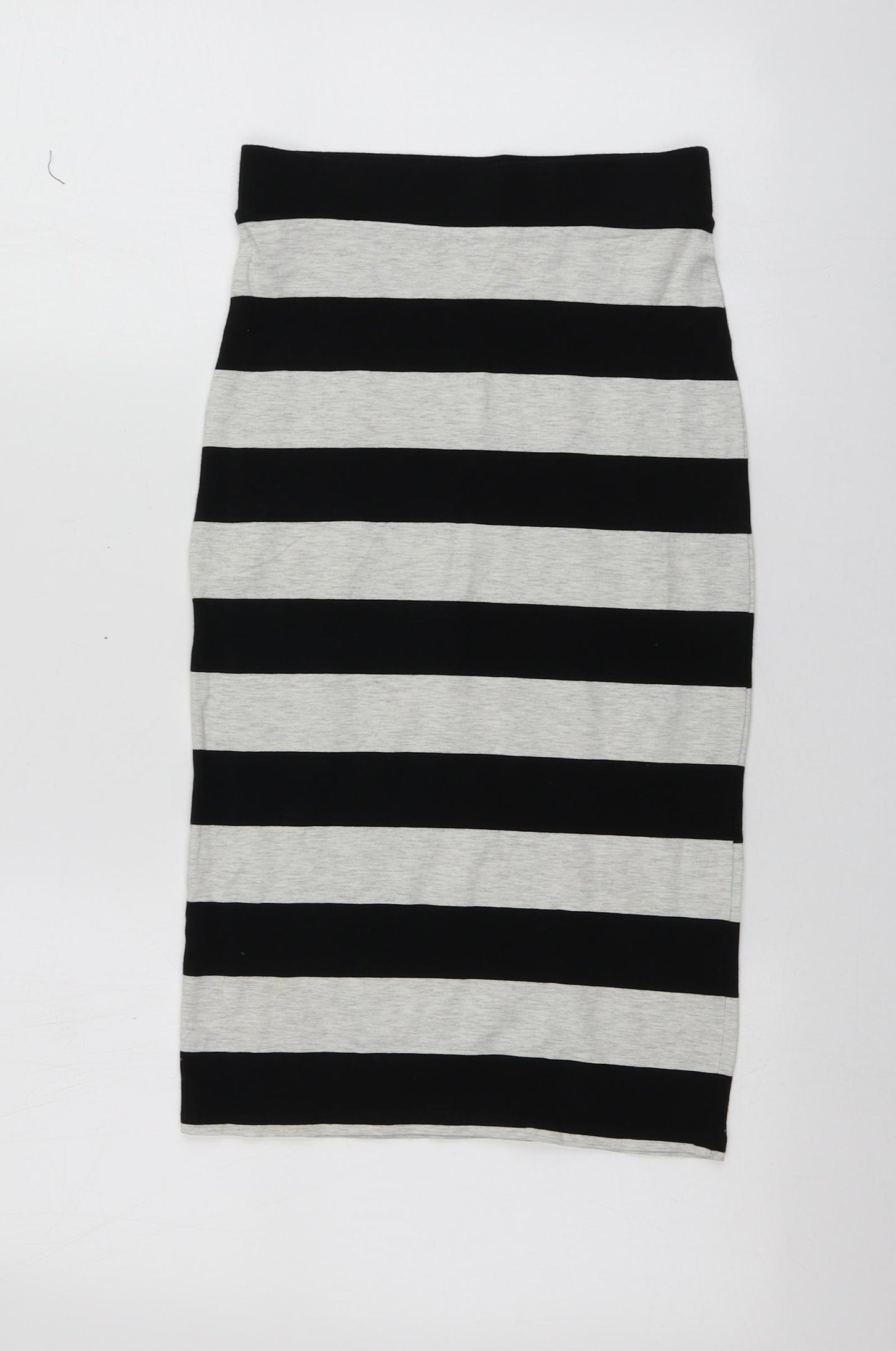 H&M Womens Black Striped Cotton A-Line Skirt Size S