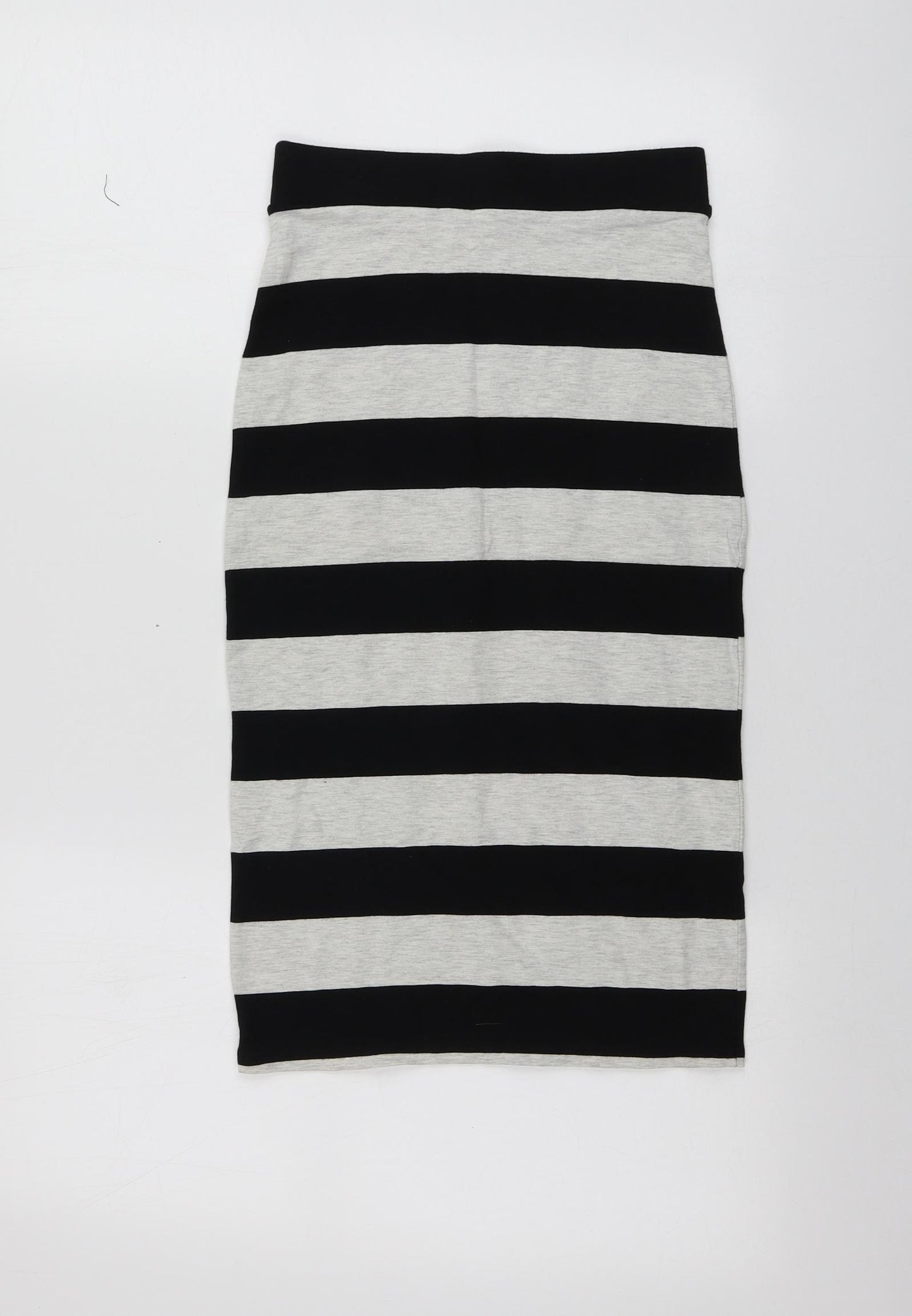 H&M Womens Black Striped Cotton A-Line Skirt Size S