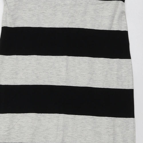 H&M Womens Black Striped Cotton A-Line Skirt Size S