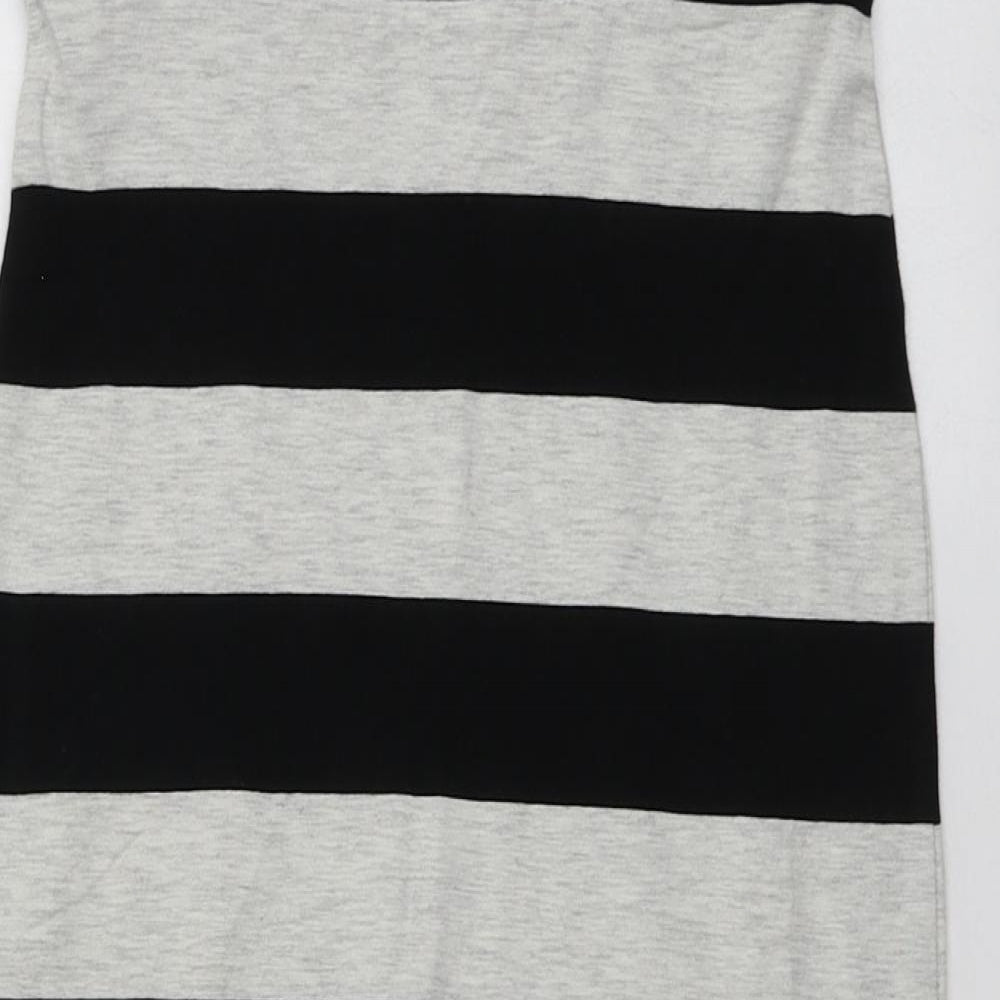 H&M Womens Black Striped Cotton A-Line Skirt Size S