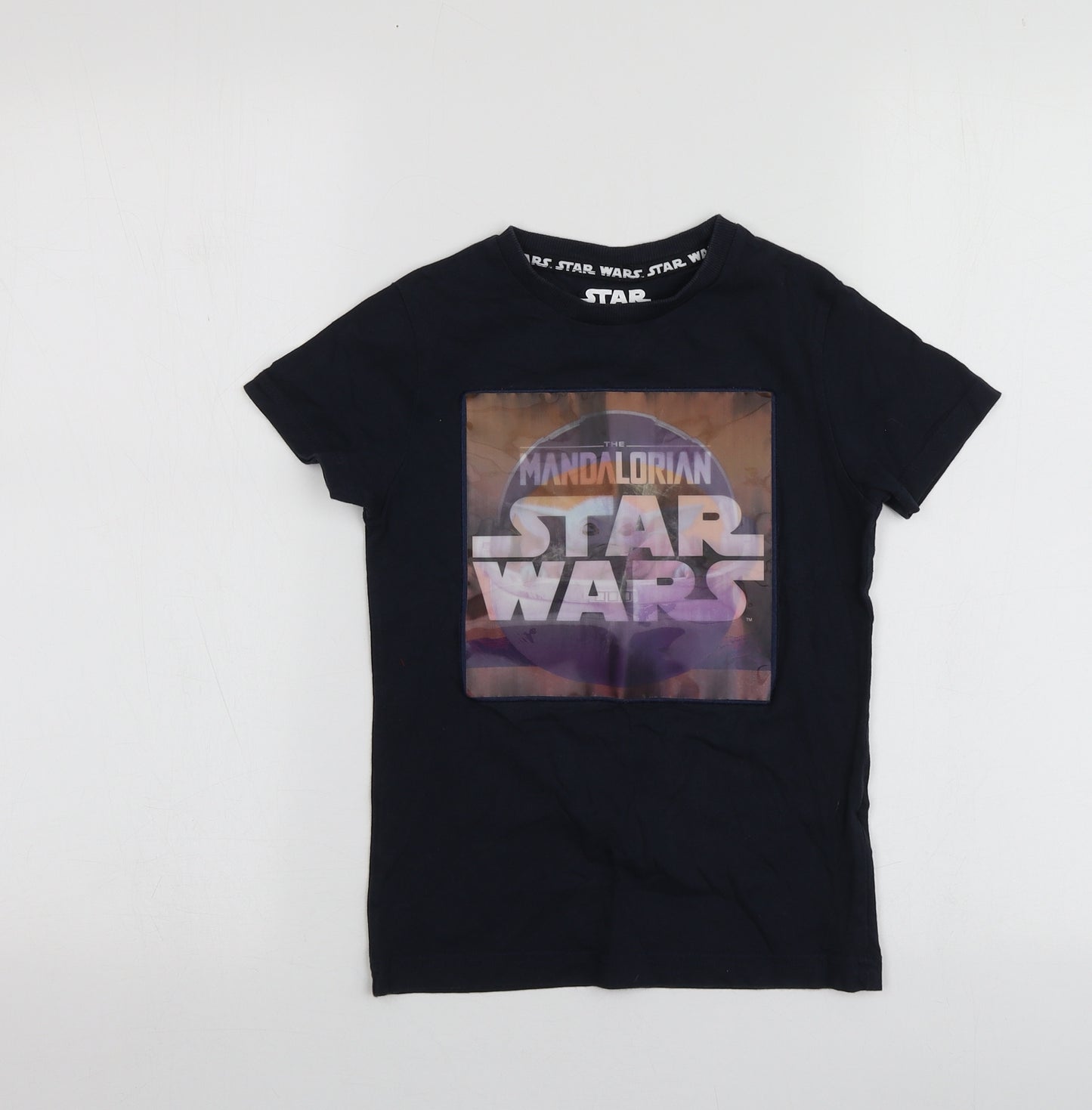 Star Wars Boys Blue Geometric 100% Cotton Basic T-Shirt Size 6-7 Years Round Neck