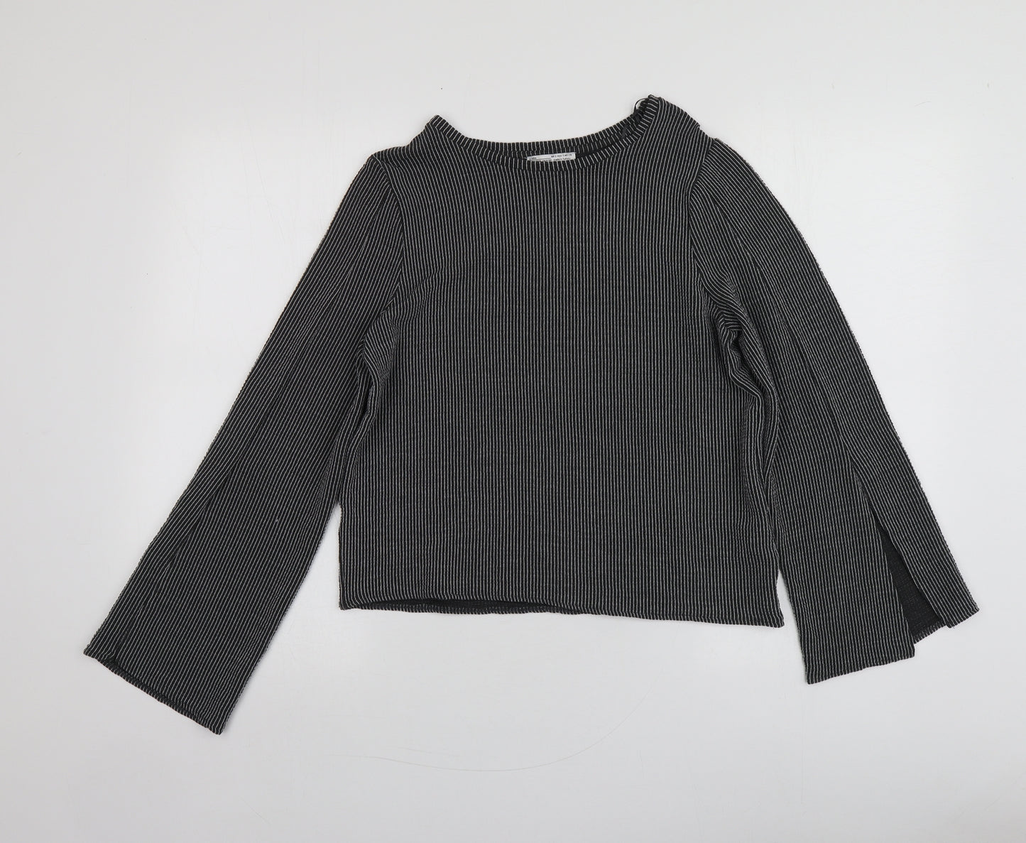 Zara Womens Grey  Viscose Basic T-Shirt Size S Round Neck