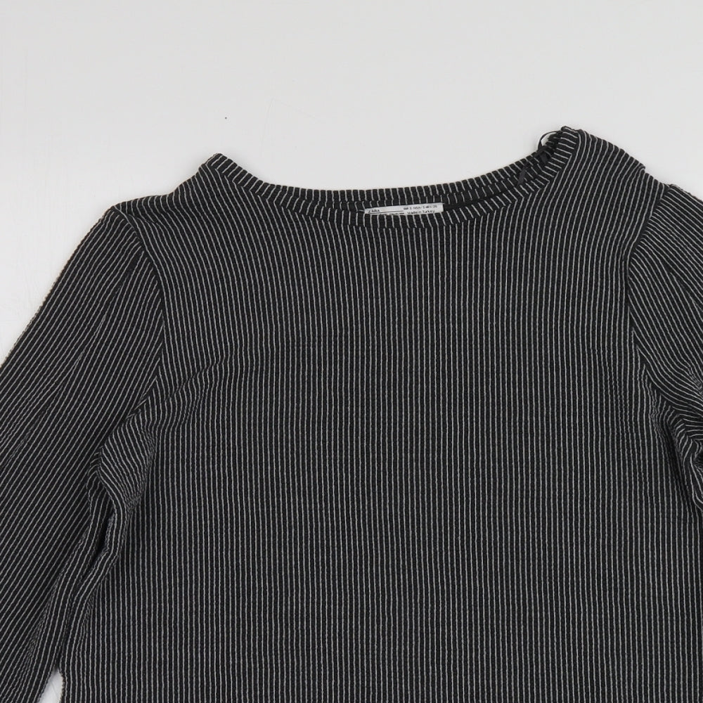 Zara Womens Grey  Viscose Basic T-Shirt Size S Round Neck