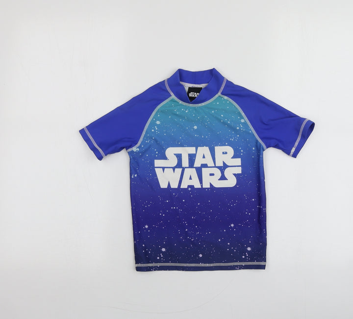 Star Wars Boys Blue Geometric Polyester Basic T-Shirt Size 5 Years Round Neck