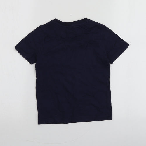 Timberland Boys Blue Geometric 100% Cotton Basic T-Shirt Size 6 Years Round Neck