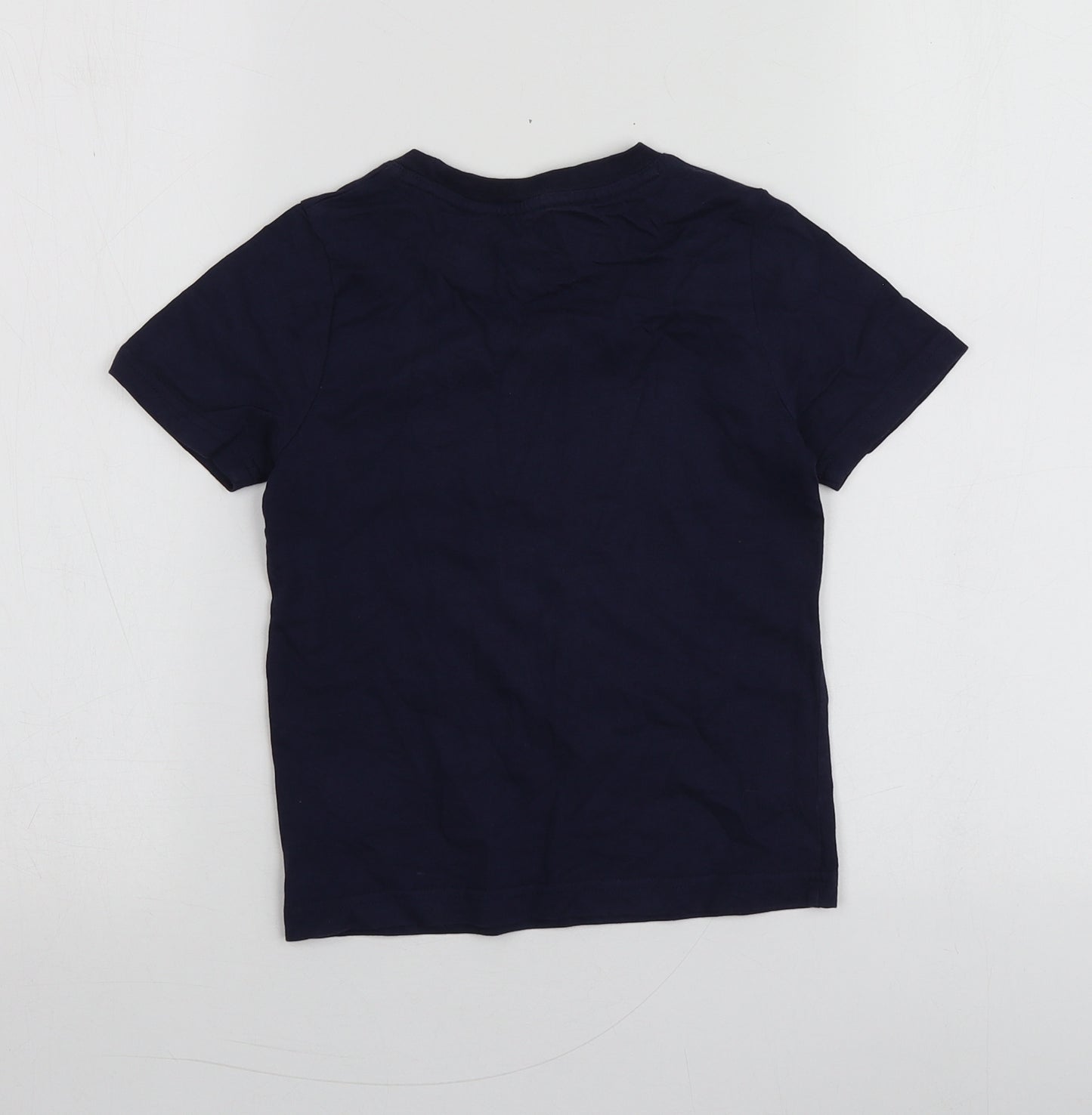 Timberland Boys Blue Geometric 100% Cotton Basic T-Shirt Size 6 Years Round Neck