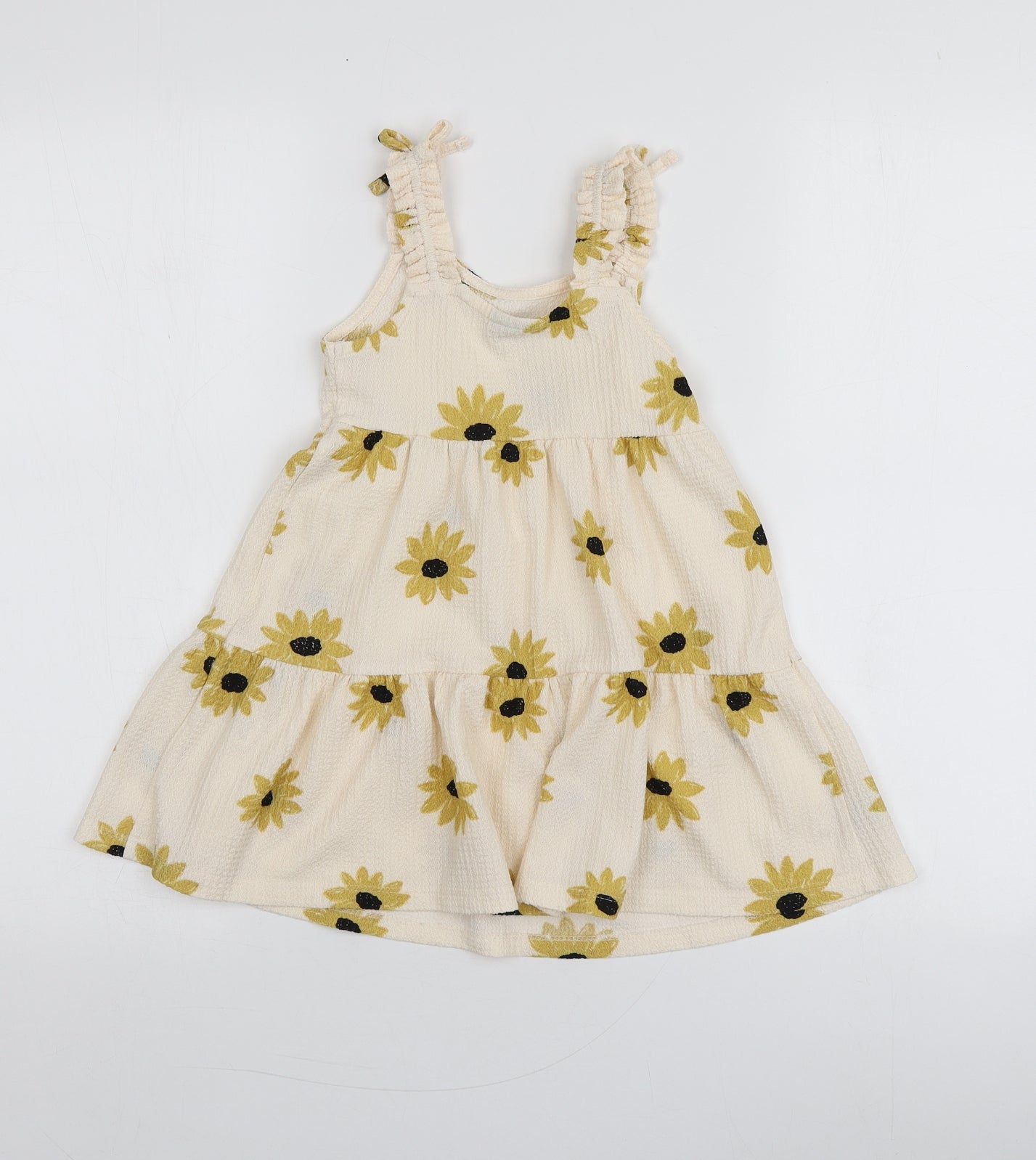 I love girlswear Girls Beige Floral Polyester A-Line  Size 4 Years  Round Neck