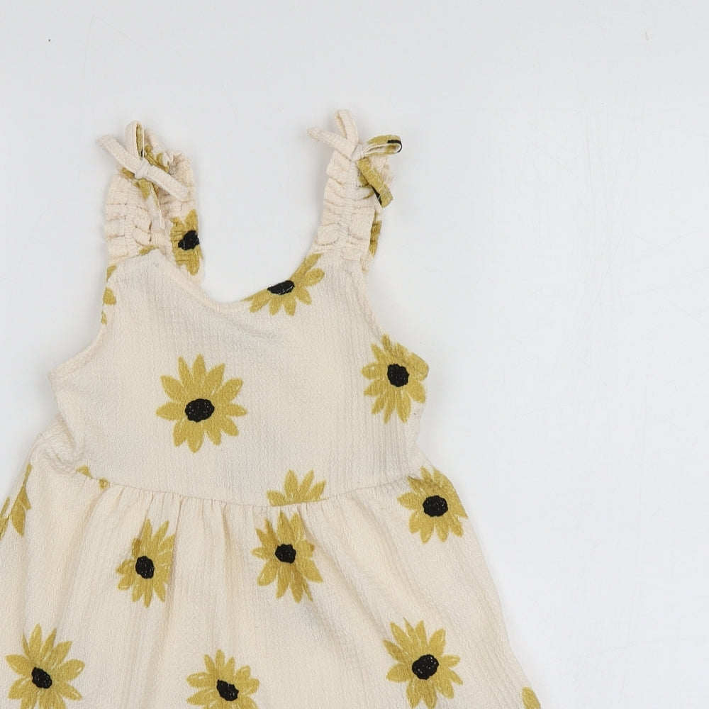 I love girlswear Girls Beige Floral Polyester A-Line  Size 4 Years  Round Neck