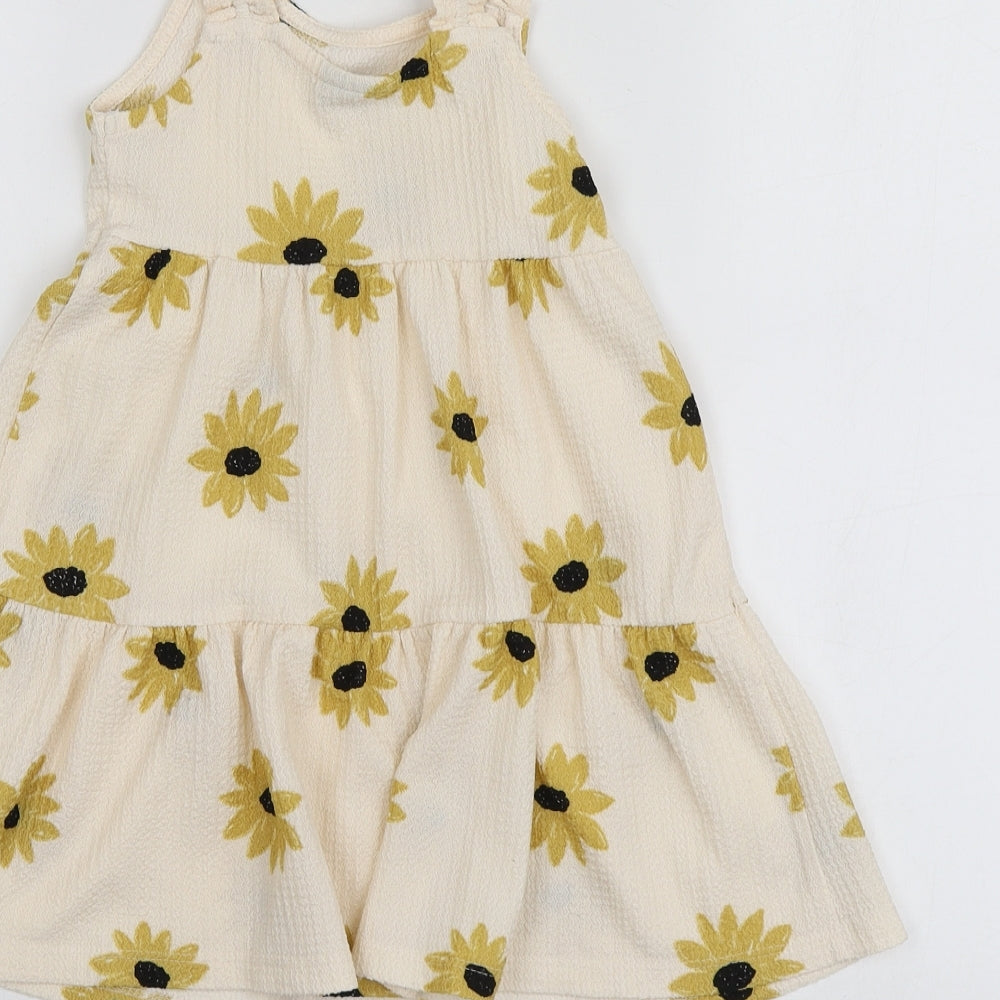 I love girlswear Girls Beige Floral Polyester A-Line  Size 4 Years  Round Neck