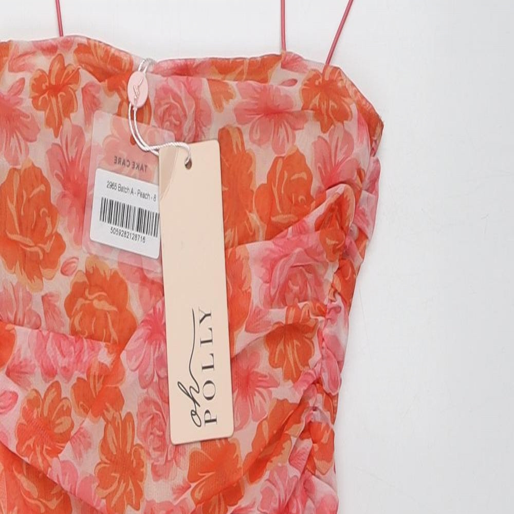 OHPOLLY Womens Pink Fair Isle Polyester Mini  Size 8  Square Neck