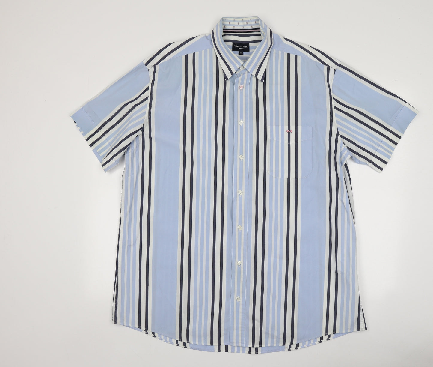Eden Park Mens Blue Striped Cotton  Button-Up Size Big 2X Collared