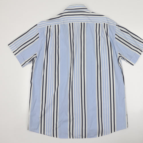 Eden Park Mens Blue Striped Cotton  Button-Up Size Big 2X Collared
