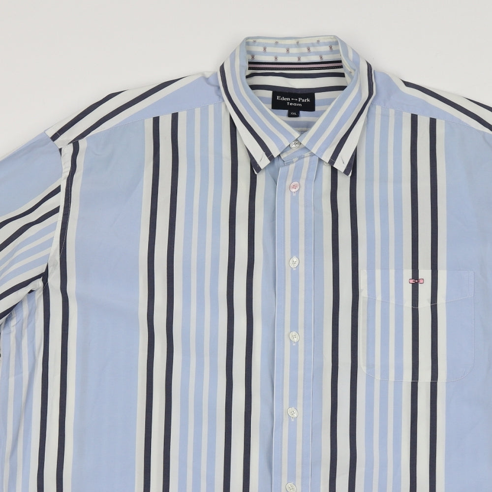 Eden Park Mens Blue Striped Cotton  Button-Up Size Big 2X Collared