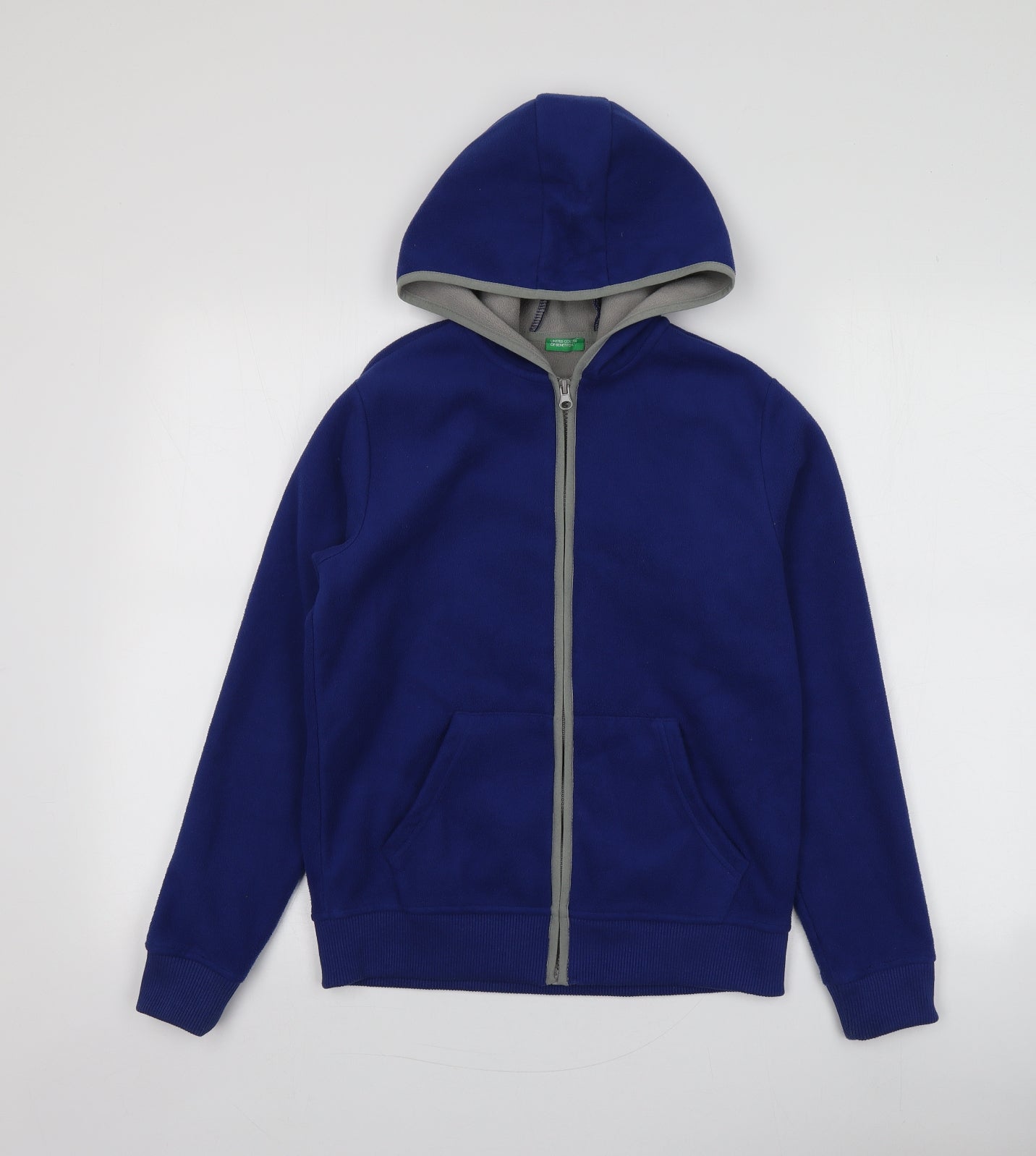 United Colors of Benetton Boys Blue  Polyester Full Zip Hoodie Size 11-12 Years