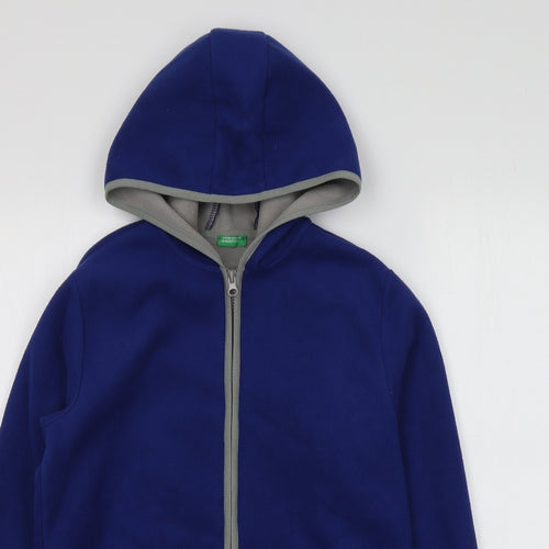 United Colors of Benetton Boys Blue  Polyester Full Zip Hoodie Size 11-12 Years