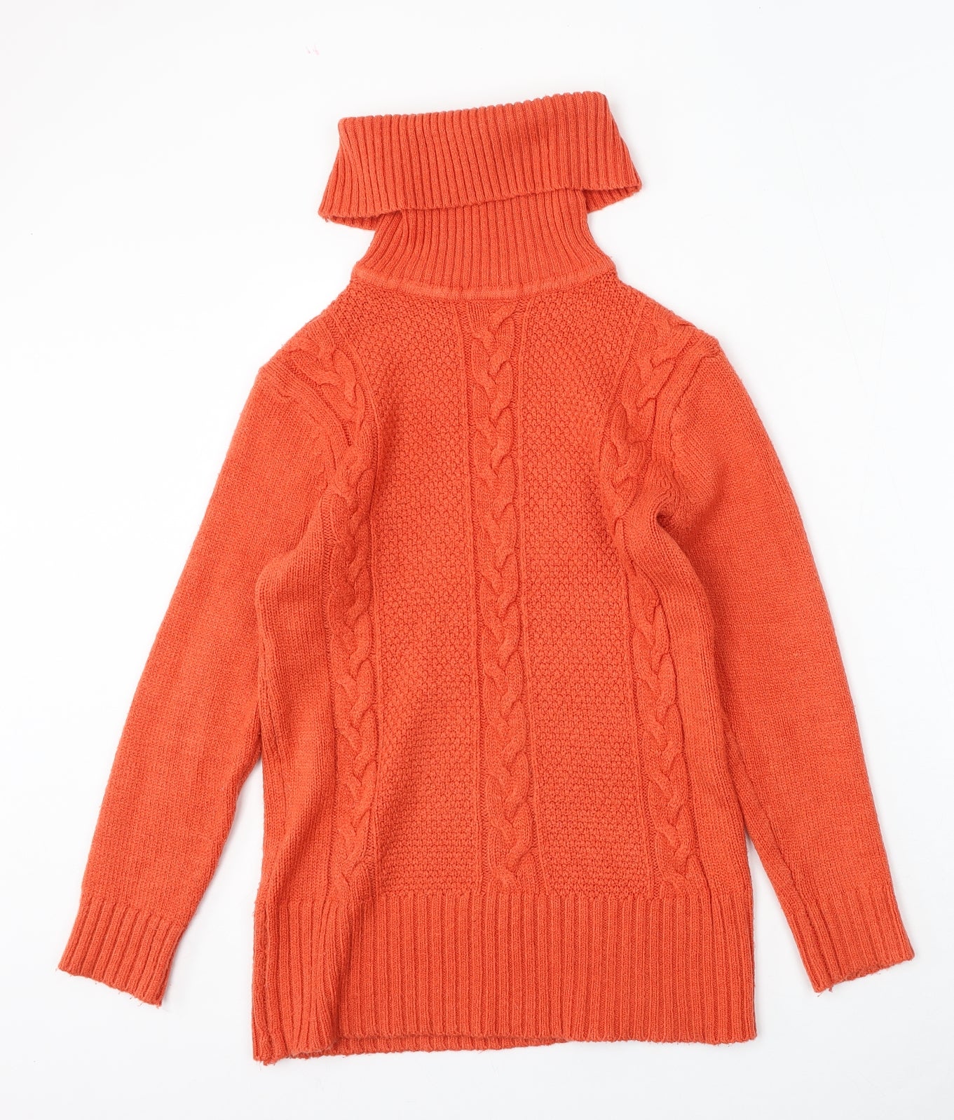 Preworn Womens Orange Roll Neck  Wool Pullover Jumper Size M