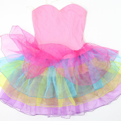 Smiffys Girls Pink  Polyester Skater Dress  Size S  Round Neck