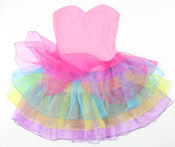 Smiffys Girls Pink  Polyester Skater Dress  Size S  Round Neck