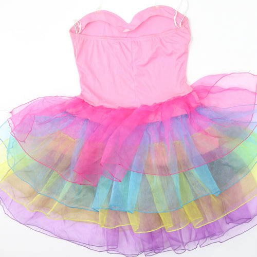 Smiffys Girls Pink  Polyester Skater Dress  Size S  Round Neck