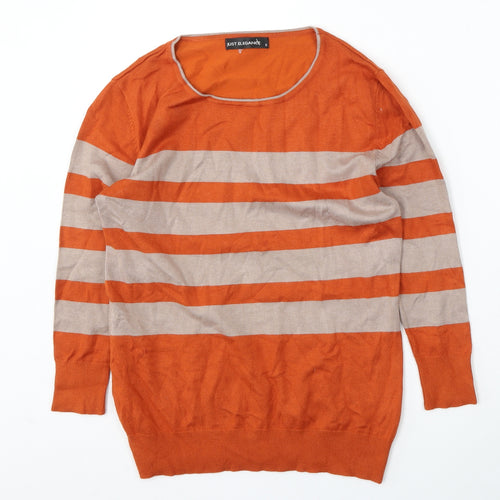 JUST ELEGANCE Womens Multicoloured Round Neck Striped Viscose Pullover Jumper Size S