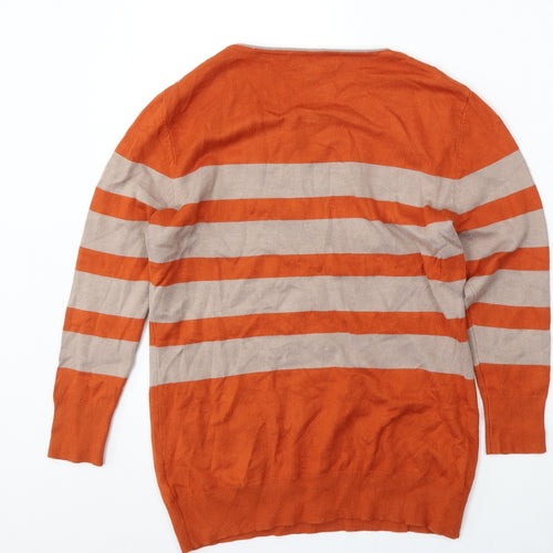 JUST ELEGANCE Womens Multicoloured Round Neck Striped Viscose Pullover Jumper Size S