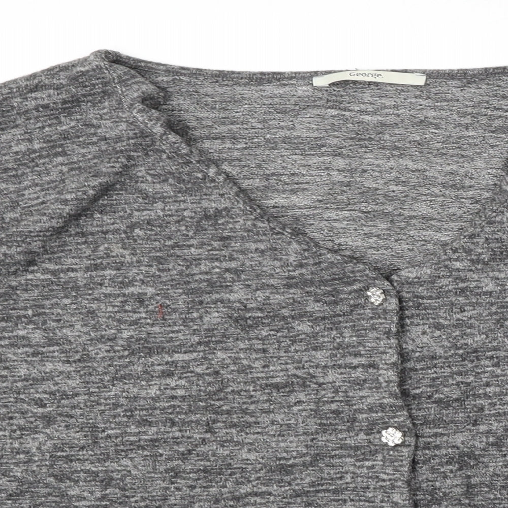 George Womens Grey V-Neck  Viscose Cardigan Jumper Size 20